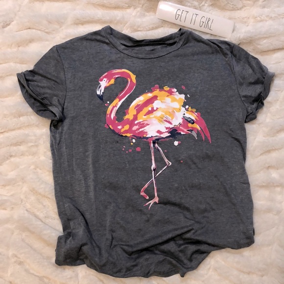 🦩 Flamingo tee with turn back cuffs at sleeve - Picture 3 of 6